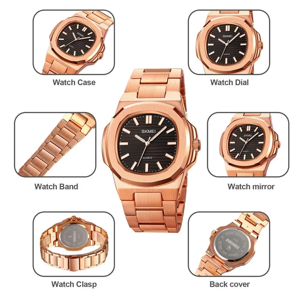 Steel Male Gold Watch Business Luxury Gift For Wristwatch Men Quartz