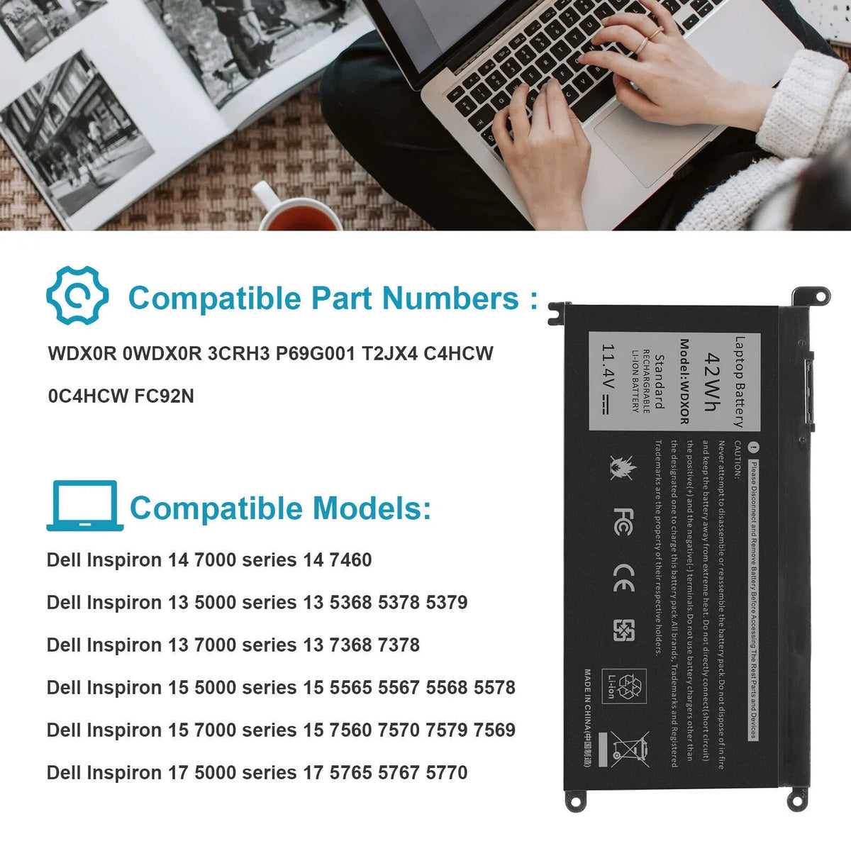 7368 13 14 For Inspiron 7378 Battery 7460,Inspiron Dell