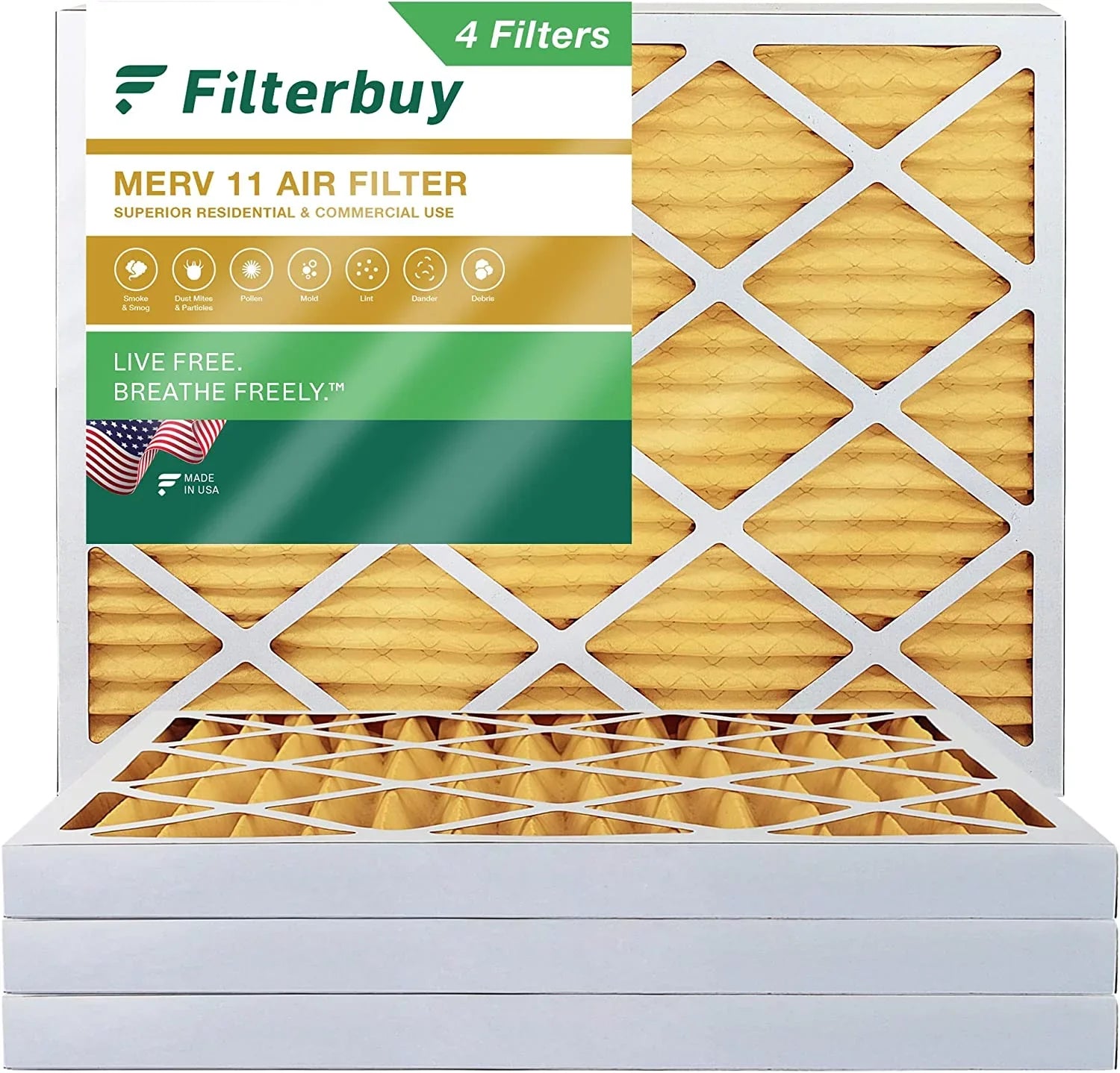 Furnace 18x24x2 Air (4-Pack) Filterbuy Filters MERV 11 Pleated HVAC AC