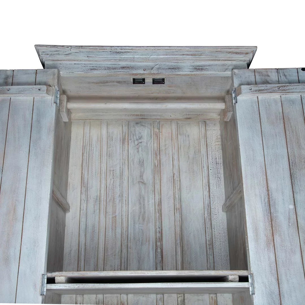 Chic Carved Shabby Wardrobe Maadze White