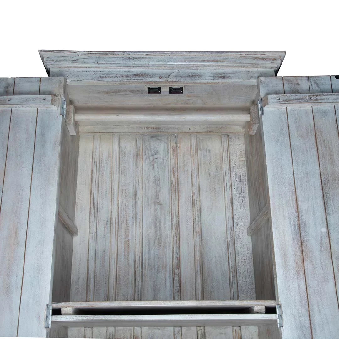 Chic Carved Shabby Wardrobe Maadze White