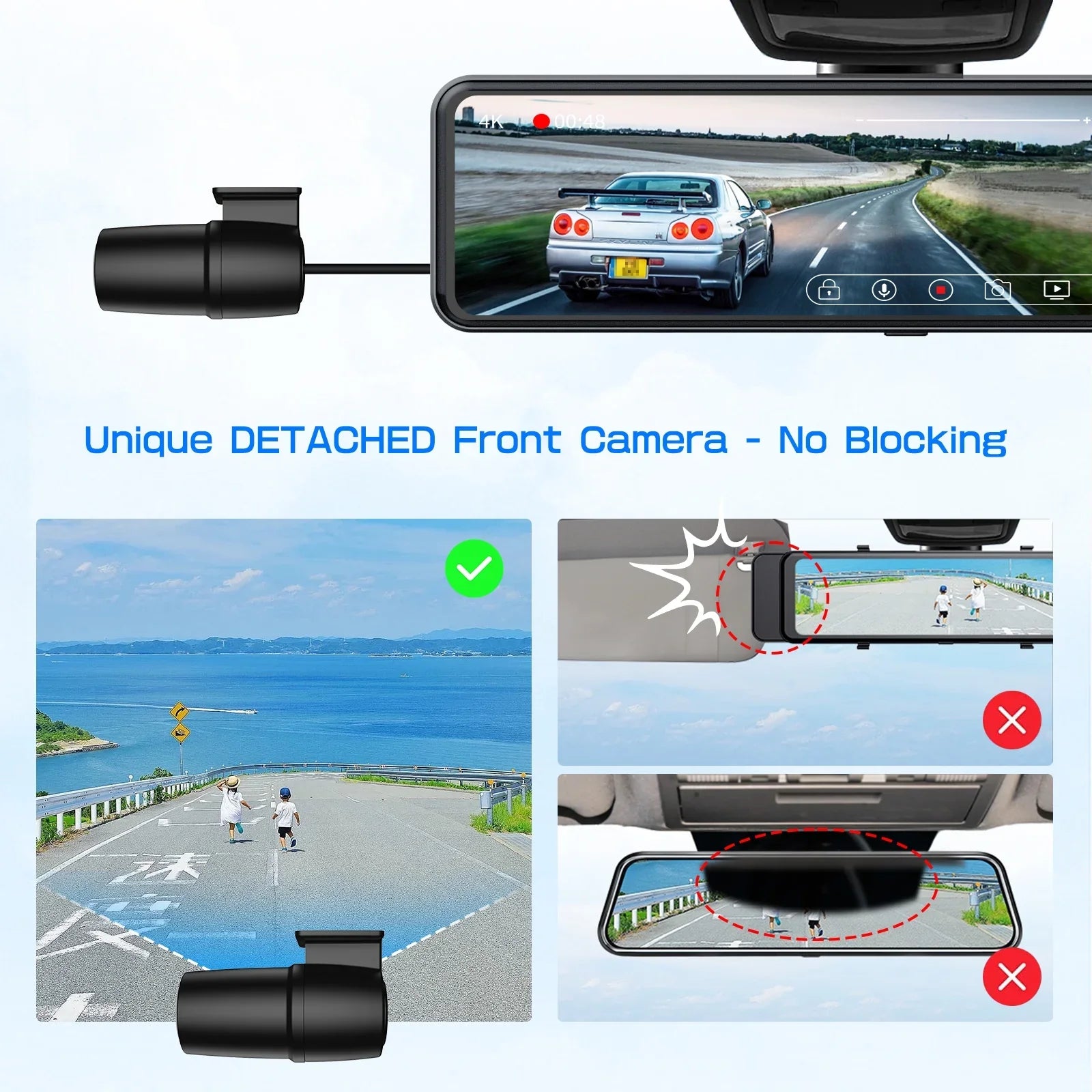 Card Dash 11" Split JOMISE Rear Parking 32G Screen 4K and Front View GPS Mirror Camera Monitor Cam Rear 24H