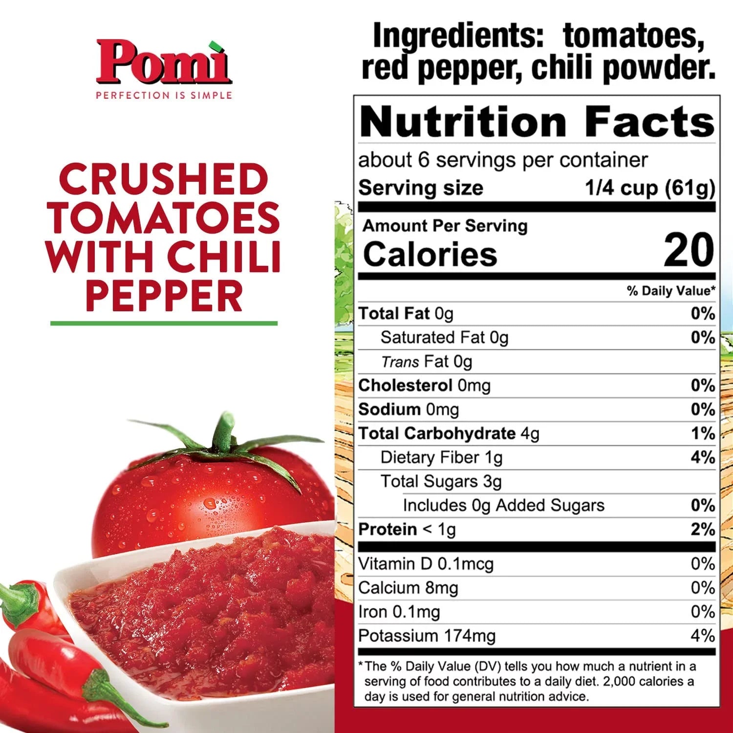 (Pack Tomatoes Chili Crushed - with Pepper 12) 13.8oz of Pom¨¬