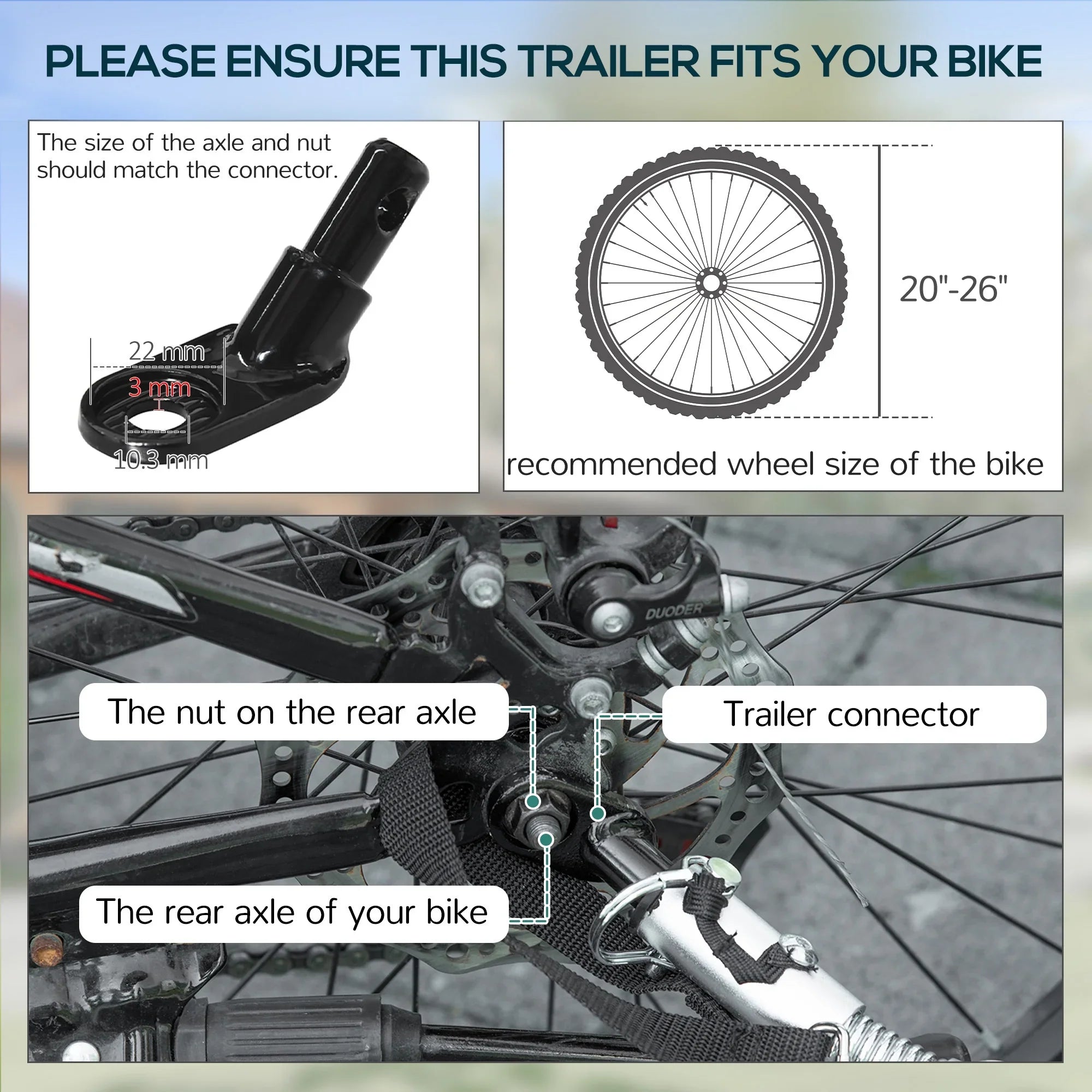 Bike Hitch, Aosom Bicycle Trailer with Trailer Wagon Foldable Cargo Black Cart