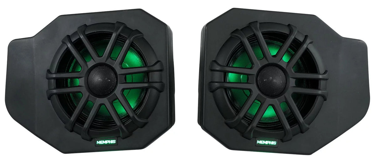 Audio RNGR65FE Pair For Ranger Polaris 2018+ Speakers+Amp Tower Memphis Pods+LED