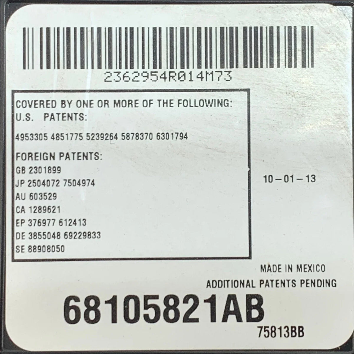 1500 Roof Ram Dodge OEM 2013-2015 Console Gray/Black Overhead Pre-Owned (Good)