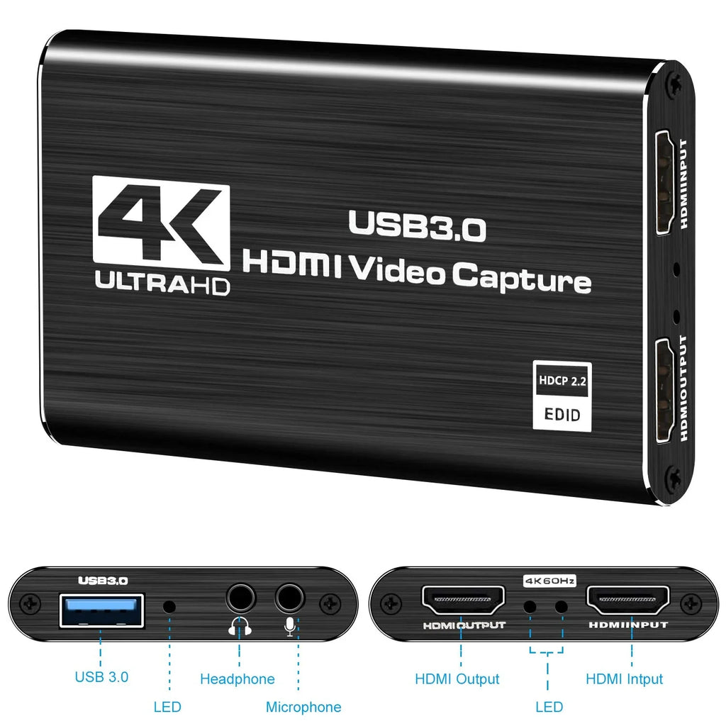 Support Xbox 60HZ Video YouTube OS Twitch System Windows Game OBS to Use Capture X Streaming for USB3.0 HDMI Game and Device One ANSTEN Linux Card, Capture 4K PS4 Recording