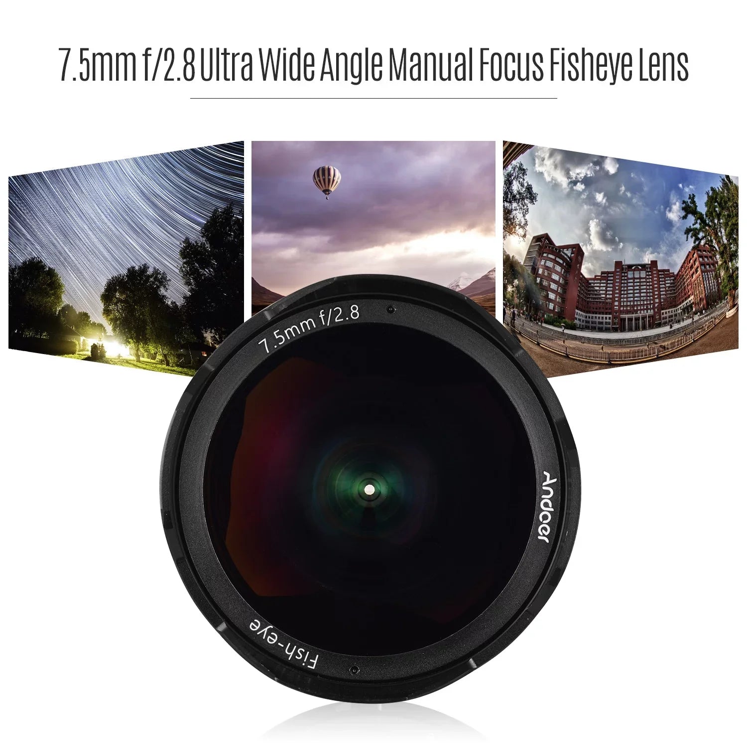 Manual Ultra APS-C Camera Lens Large A6500 F2.8 Andoer 5100 A6400 Compatible A6100 E-Mount Fisheye Andoer Frame A77II with A6000 Wide Aperture Angle 7.5mm Focus Lens A6600 A6300 180¡ã