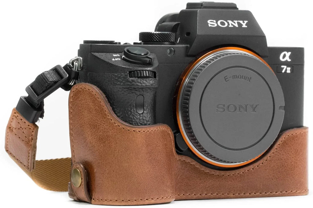 and II Case II, Leather Sony MG1130 Strap Half MegaGear Genuine A7 - Camera A7S A7R II, Dark Alpha Brown