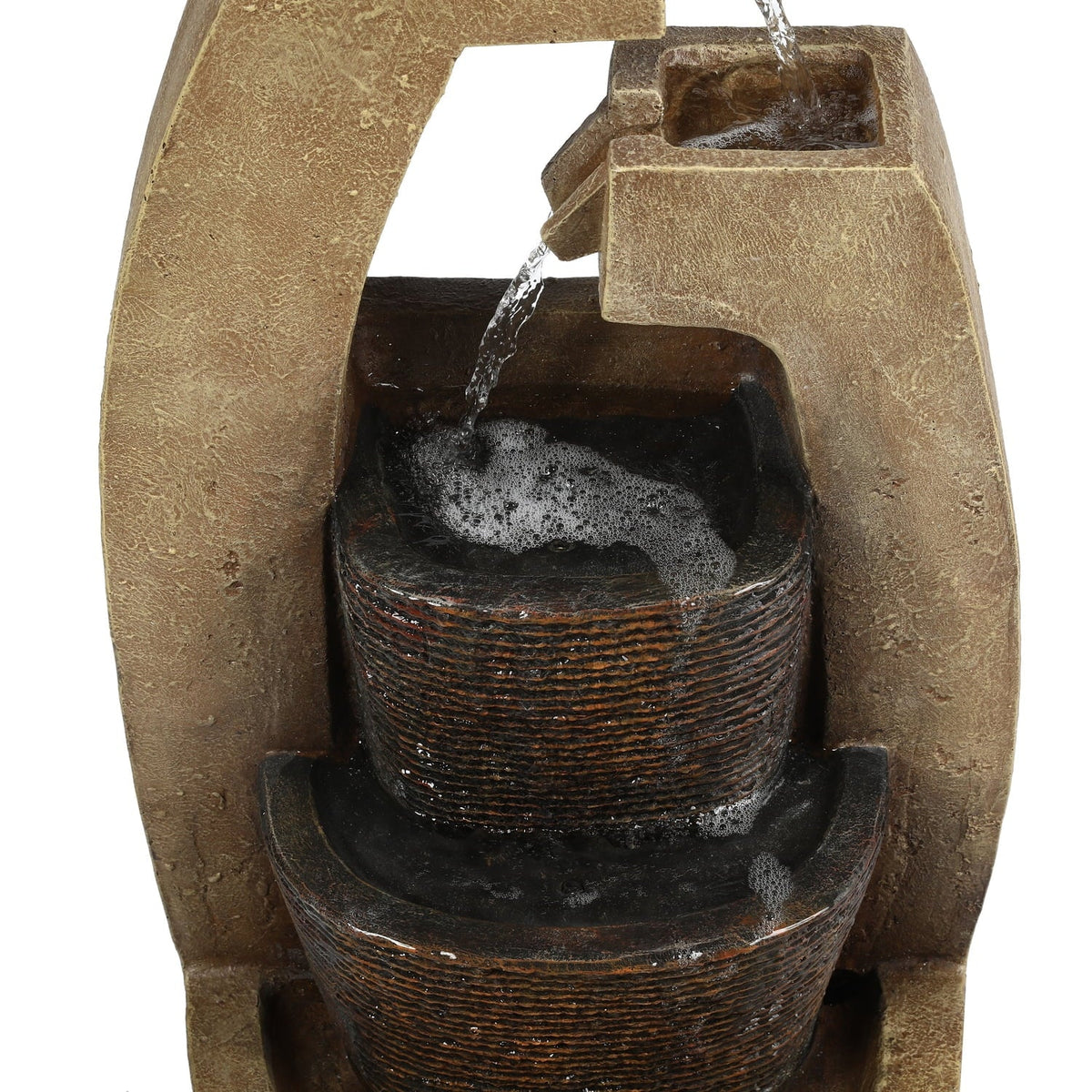Modern Fountain Led Sculpture Country Cottage Brown Light With Outdoor HomeStock Cement