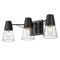 Metal/Glass Ryker Vanity in Golden Lighting Bath Black/Clear Matte 3-Light