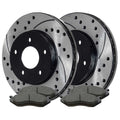 Front Kit for Dodge Rotors 4.7L and V6 Brake Driver Ram Pads Drilled Passenger 2004-2006 4WD 2005 and Replacement 1500 3.7L Slotted Durango Ceramic 5.9L AutoShack V8 5.7L Black RWD 2002-2004 Side