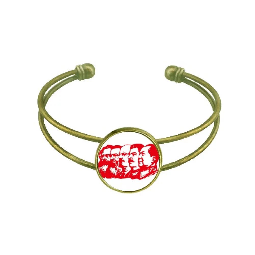 Red China Chairman Jewelry Retro Bracelet Open Cuff Mao Bangle Marxism