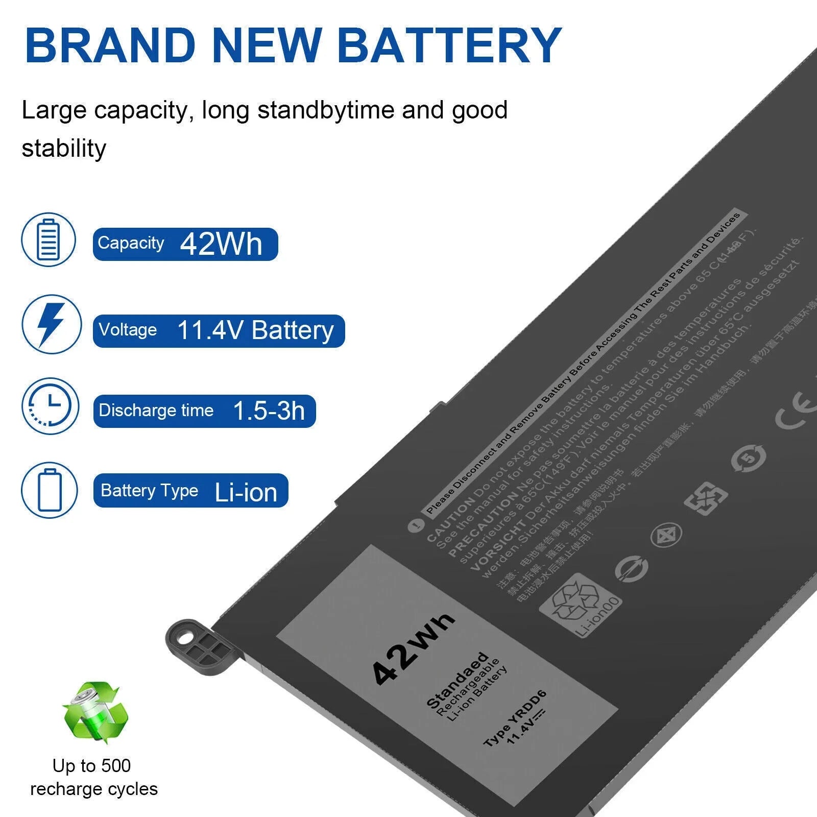 Inspiron for 5594 5584 3582 3793 3593 5593 5480 5590 5493 Dell YRDD6 Battery 0YRDD6