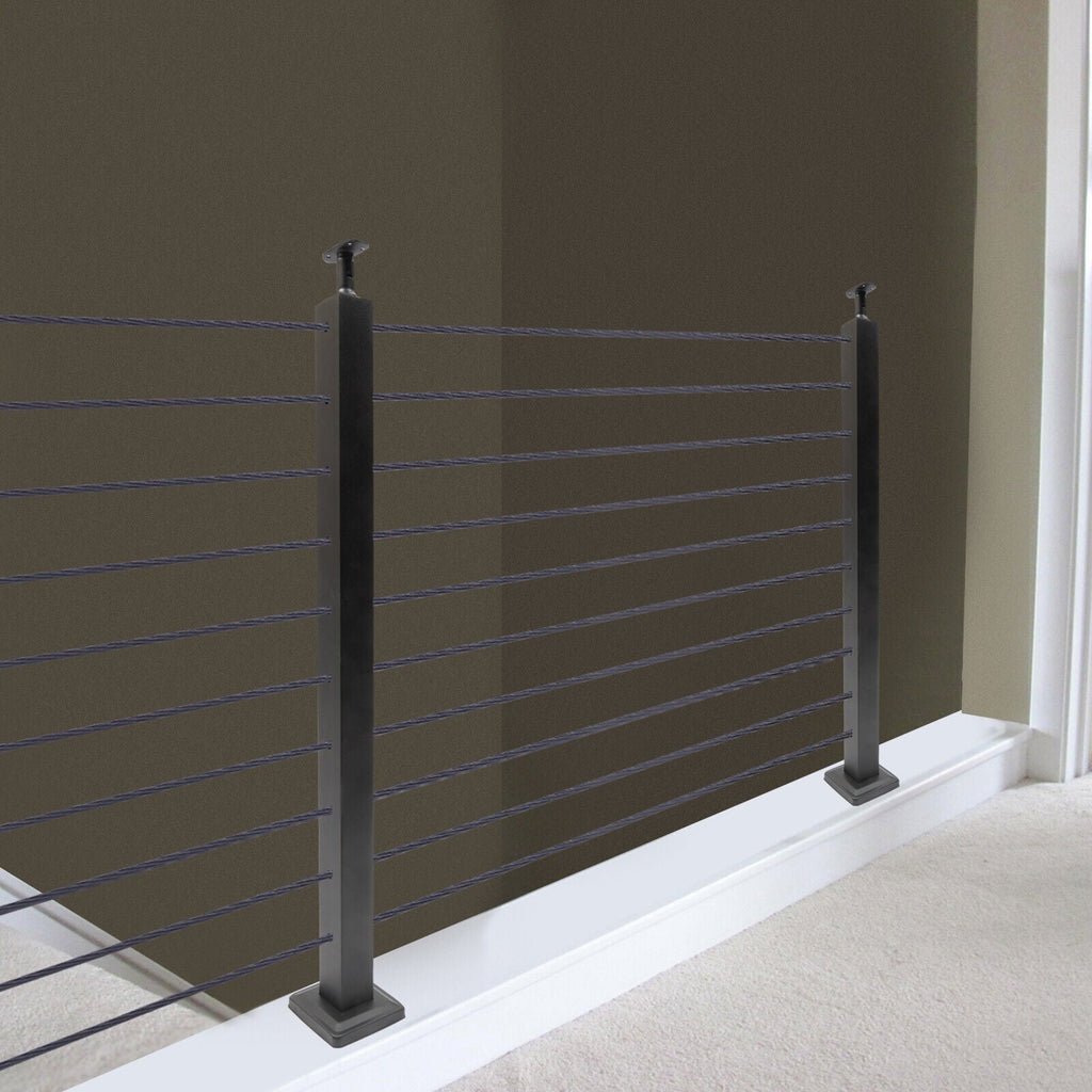 Wood Steel Two Railing Post Stainless Level Fence Post Cable System Railing Sides for Square Deck Concrete Pre-Drilled Cable 36''x2''x2'' Level