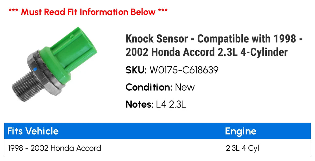 1998 2002 2001 Accord Honda - 2000 Knock 4-Cylinder 2.3L Sensor 1999 Compatible with -