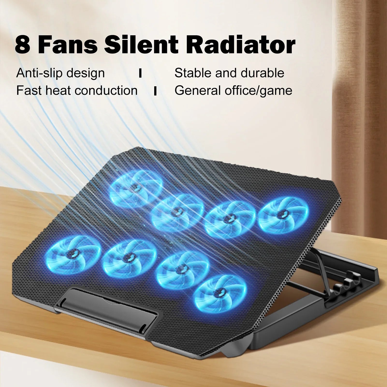 with and USB Fan Cooling 10-15.6 Strength 2 Inch Laptop Ports Adjustable Fan, Htovila