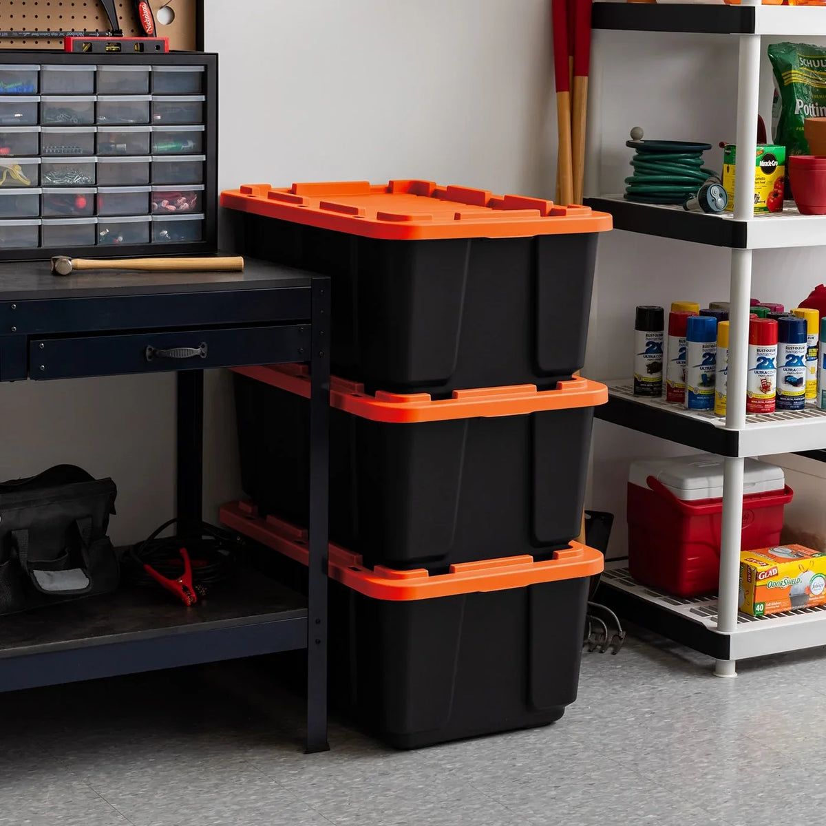 Pack Heavy Orange Utility Tote, Black 108qt/27gal IRIS Tough with Duty Lid 3 USA