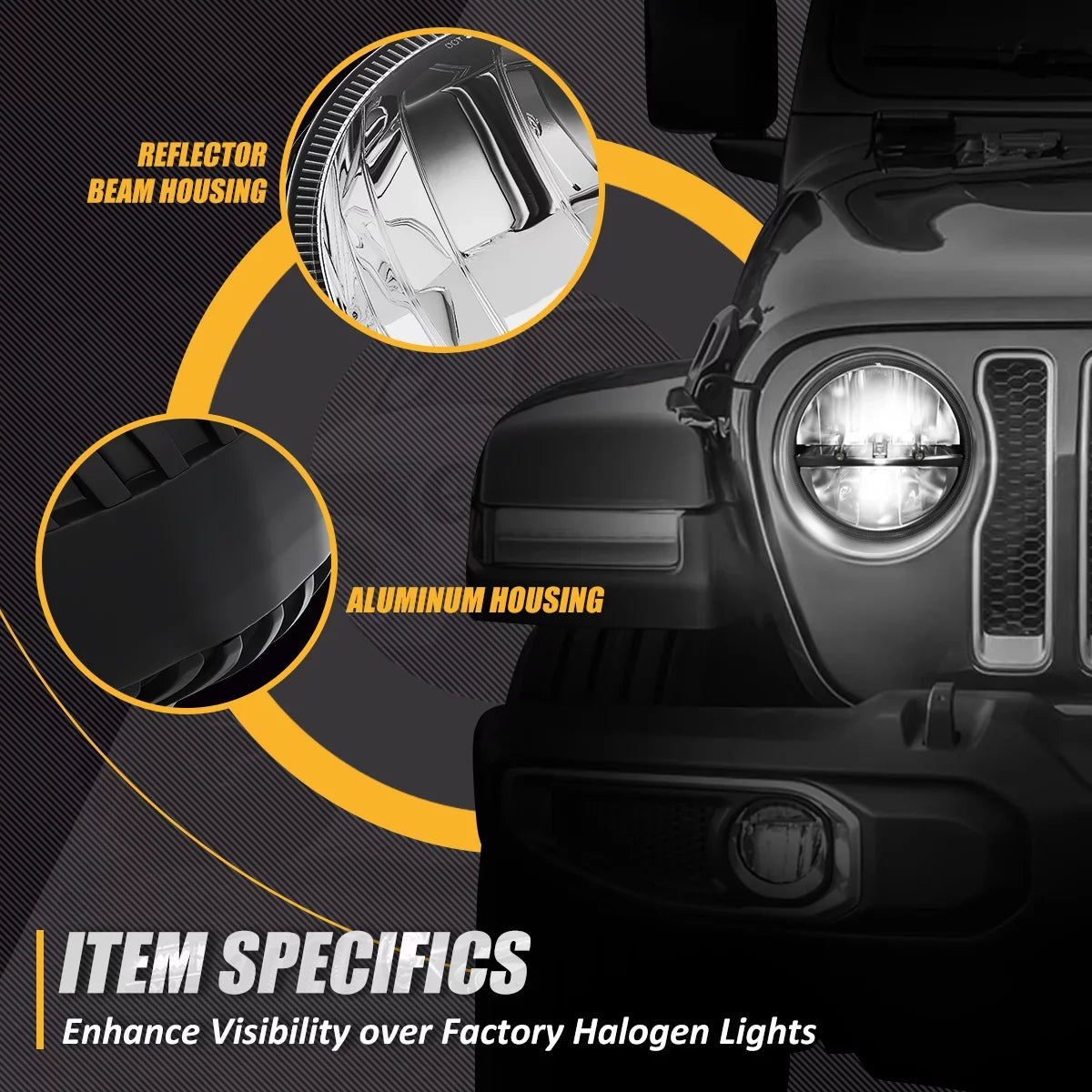 Headlights 10 13 to LIGHTING Chrome For LED Jeep NVL-HL-002 12 Wrangler/Wrangler inches LJ Nuvision JK 2018 2Pcs CJ 14 11 7 NUVISION Housing TJ Halogen 1997