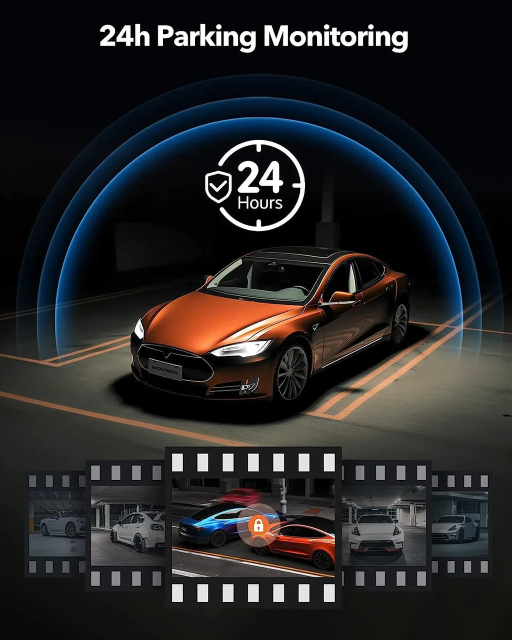 12'' Rear Front Car Rear Card Cam, and Cameras Mirror Dash Port WOLFBOX 64GB & Vehicle, 1080P 4K Vision, Night C USB Super Dash GPS, with View Free