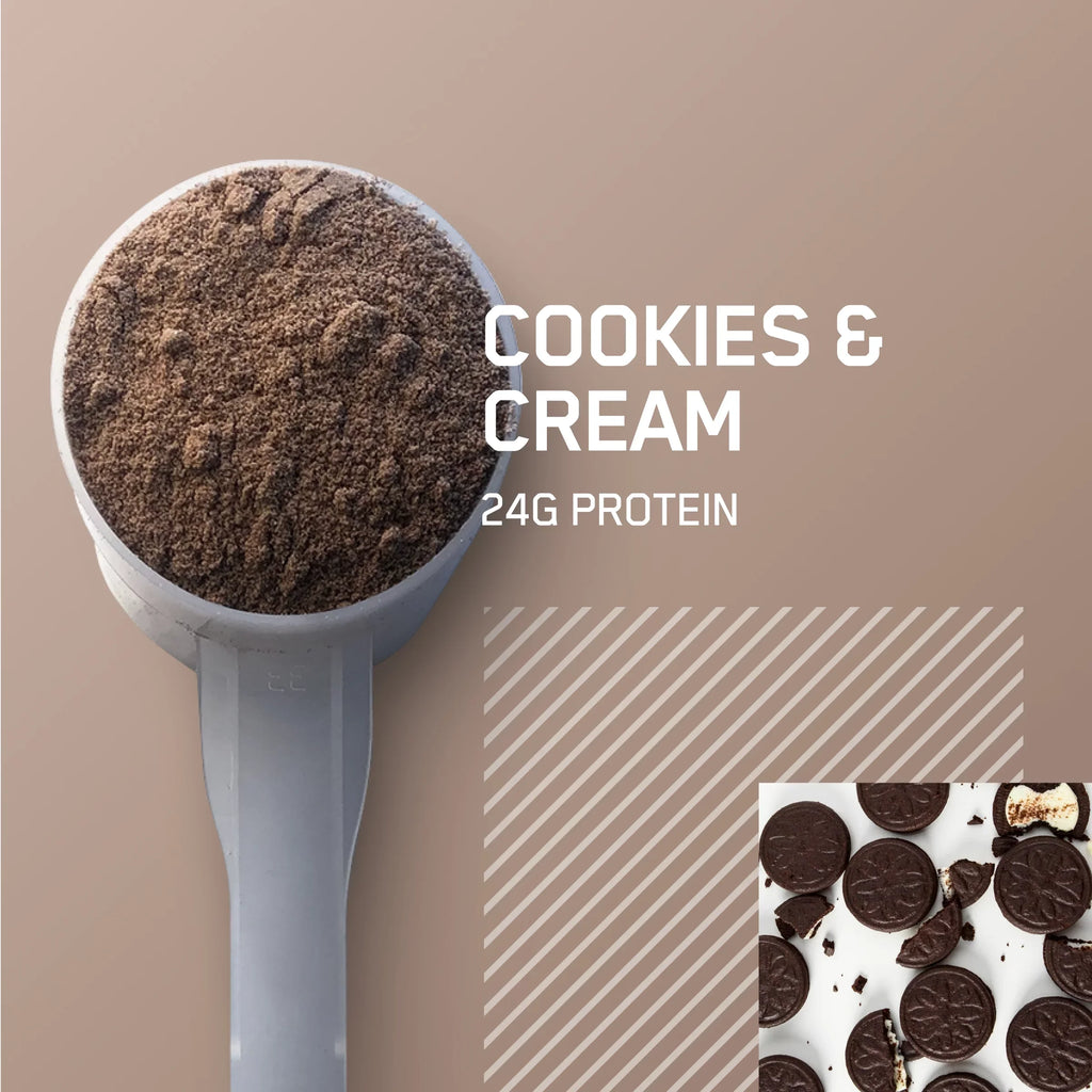 Protein & 27 Protein, g Standard 24 Whey Nutrition, 100% Gold lb, Cookies Powder, Optimum Servings Cream, 1.85