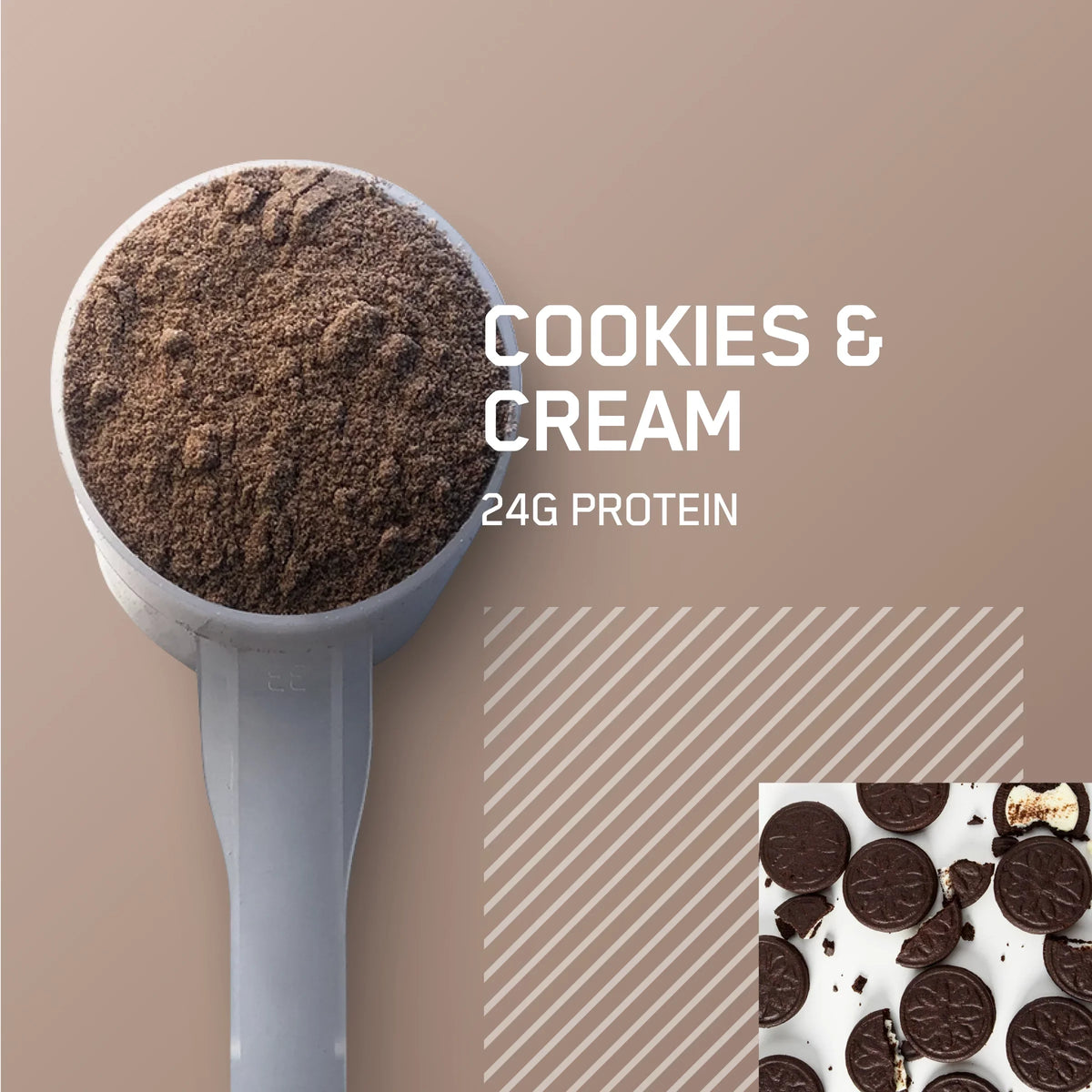 Protein & 27 Protein, g Standard 24 Whey Nutrition, 100% Gold lb, Cookies Powder, Optimum Servings Cream, 1.85