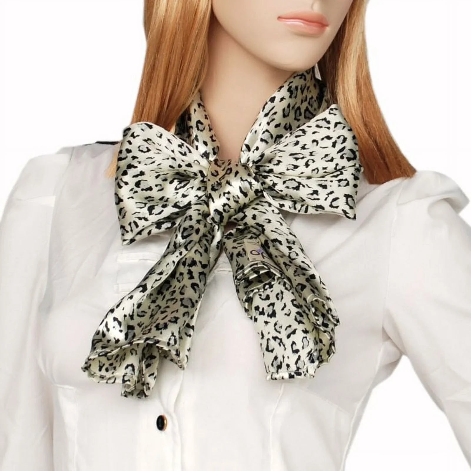 Leopard Animal Blancho Print Elegant Silk Soft Ivory Exquisitely Scarf/Wrap/Shawl(Large)