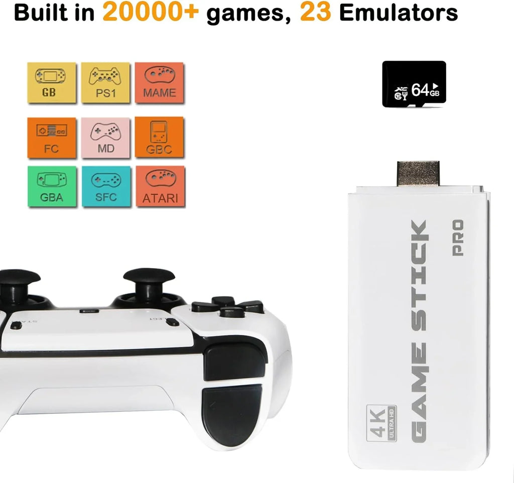 in Games,23 Built with Dual High Game Console, Game TV 2.4G Plug 4K Video HD Output Emulators, Wireless Stick Play and Controllers Retro 20000+ Wireless Classic for Definition
