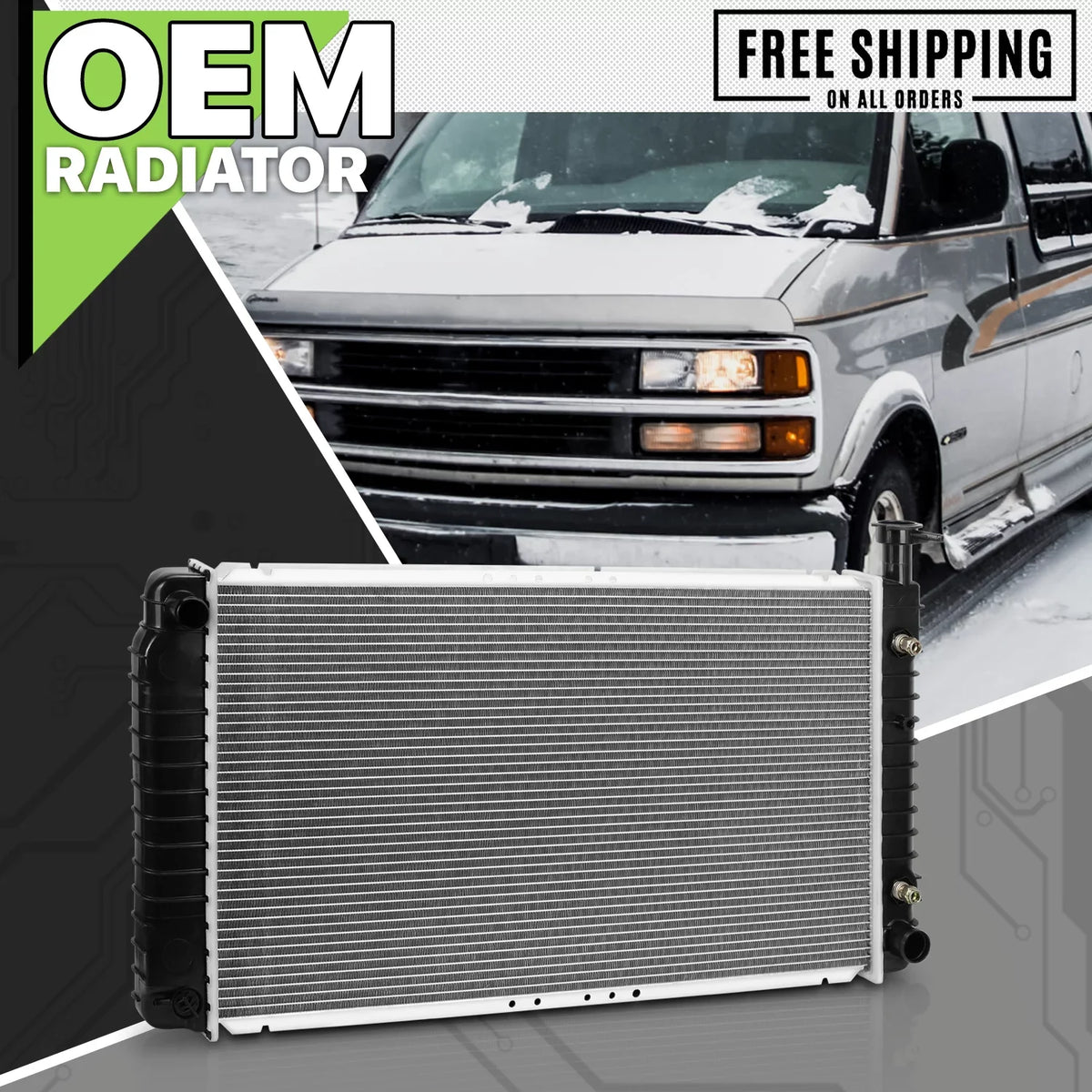 (1997-1999),GMC (1996-2002) Replacement 1500/2500 Cargo OE Aluminum Chevrolet 2044 Magshion 4.3L AT for 5.7L Van Radiator Savana 5.0L