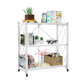 QRInnovations Heavy Duty Tier Modern Style White Shelving Storage Metal Rack 3/4
