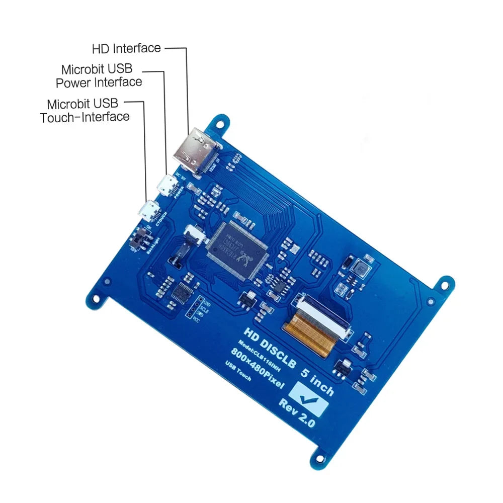 HD Monitor Display Pi Capacitive Portable Raspberry Touchscreen 5 800*480 with Small Inch USB Andoer Interface Resolution HD Compatible with Tool