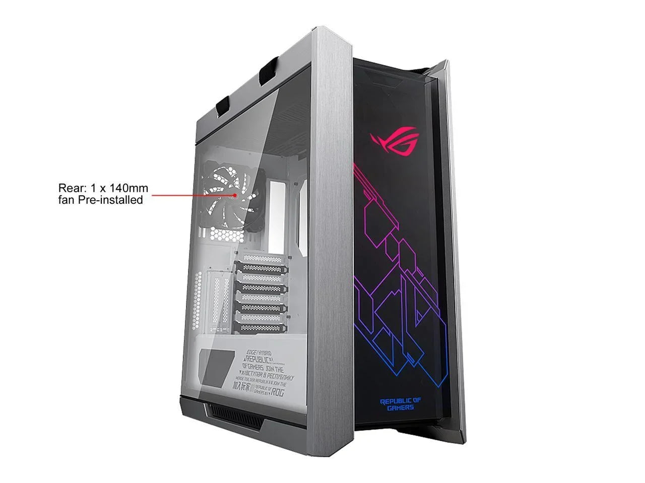 for Aluminum Strix RGB Computer Braces, Motherboards and 420mm GPU Glass, GX601 Radiator Sync Helios ROG Mid-Tower EATX Case ATX/ Support ASUS with Aura Frame, Tempered Edition White