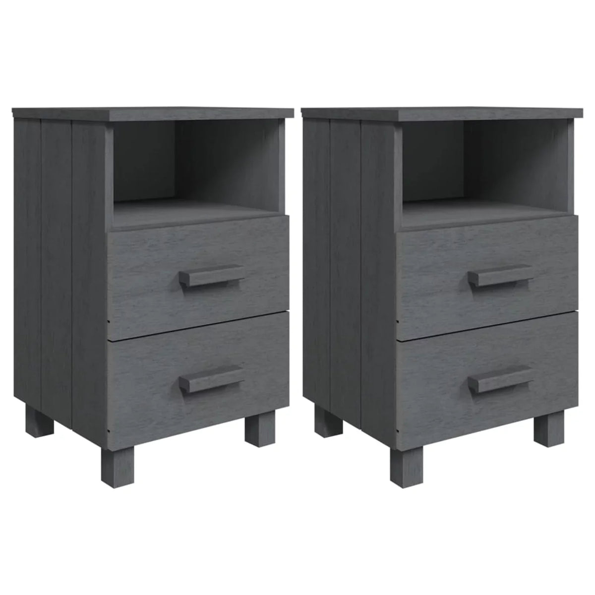 Cabinets Irfora pcs Solid HAMAR Dark Gray Wood 15.7"x13.8"x24.4" 2 Bedside