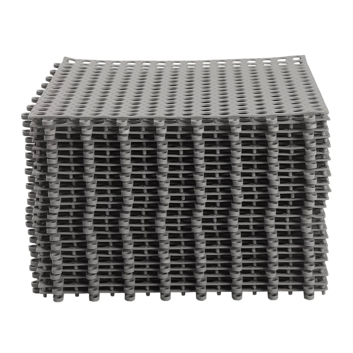 Interlocking Holes Floor Drainage 11.8*11.8" Shower PVC 24PCs with Nonslip Pool Mat,Soft Mat Bath Gray Kitchen, Bathroom, for