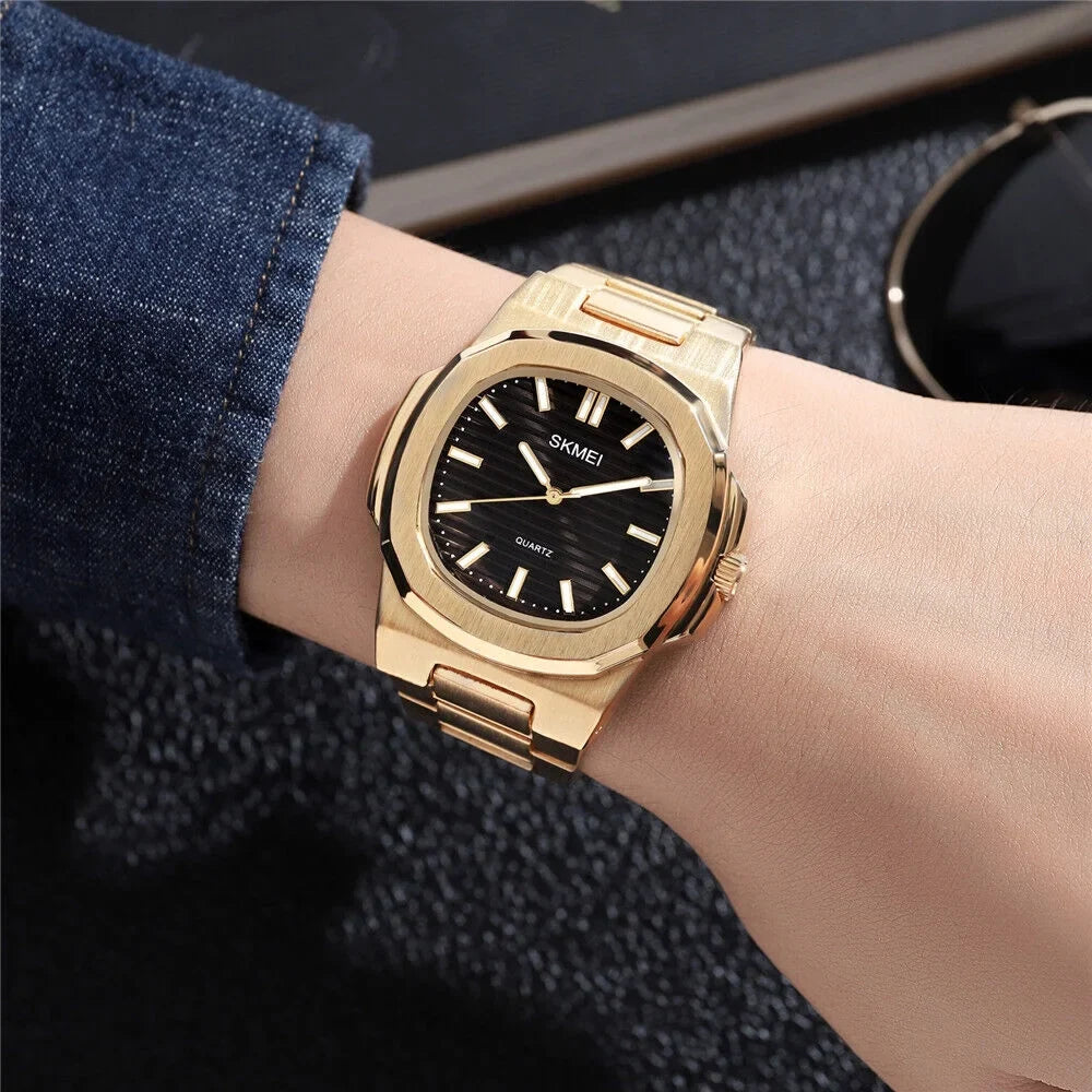 Steel Male Gold Watch Business Luxury Gift For Wristwatch Men Quartz