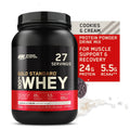 Protein & 27 Protein, g Standard 24 Whey Nutrition, 100% Gold lb, Cookies Powder, Optimum Servings Cream, 1.85