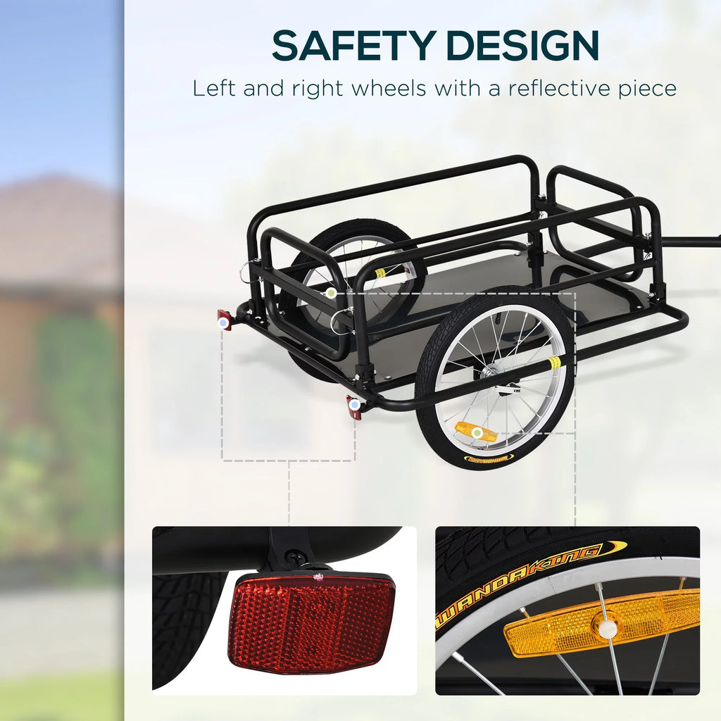 Bike Hitch, Aosom Bicycle Trailer with Trailer Wagon Foldable Cargo Black Cart