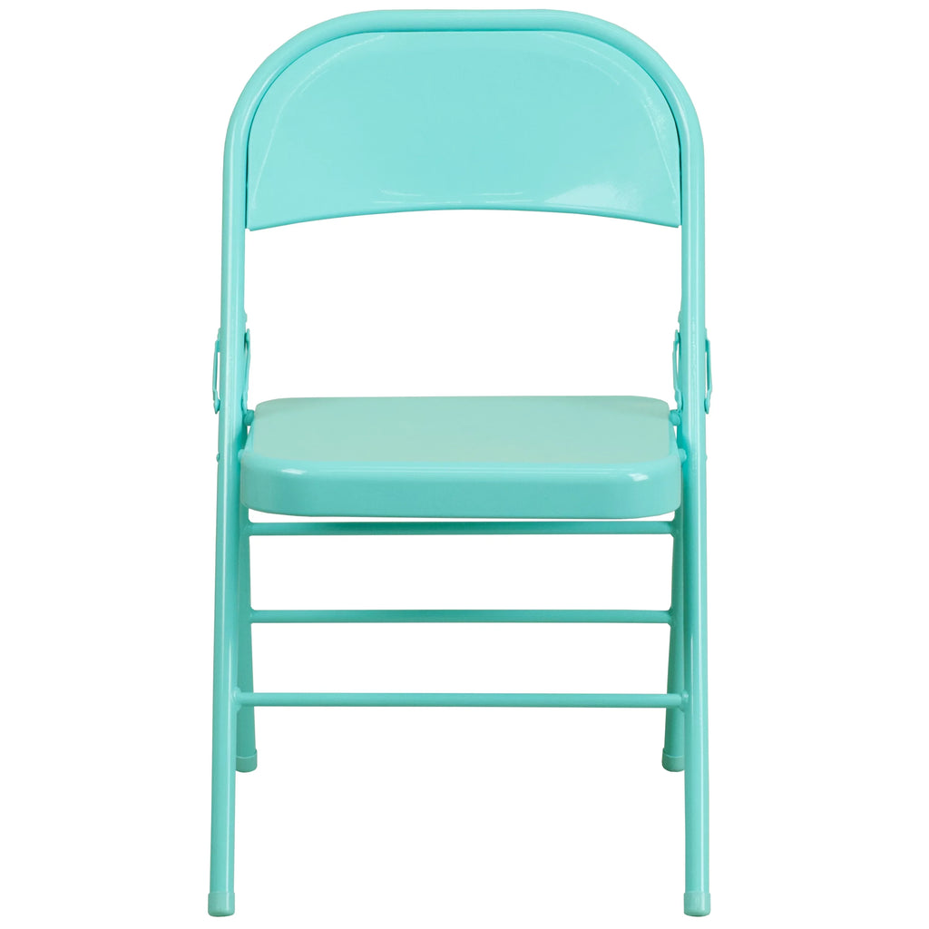 & Teal Tantalizing Metal Folding Double Chair Hinged Series Flash Braced Furniture HERCULES COLORBURST Triple