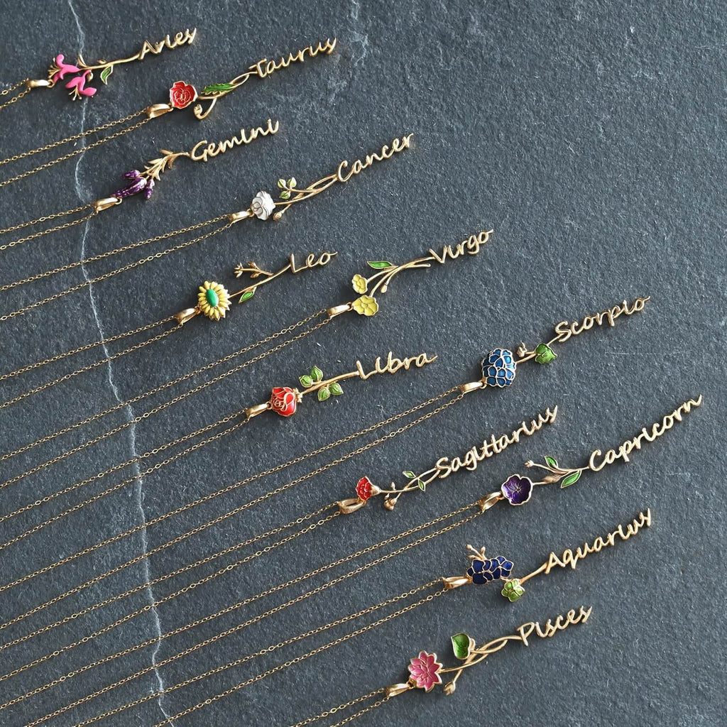 for Women Women Aries Honeysuckle Necklace Enameled 16-18" Pendant Gifts Jewelry Shop 925 Yellow Gold LC 14K Zodiac Birth for Green Women Size Sterling Gifts for Pink Plated Birthday Silver