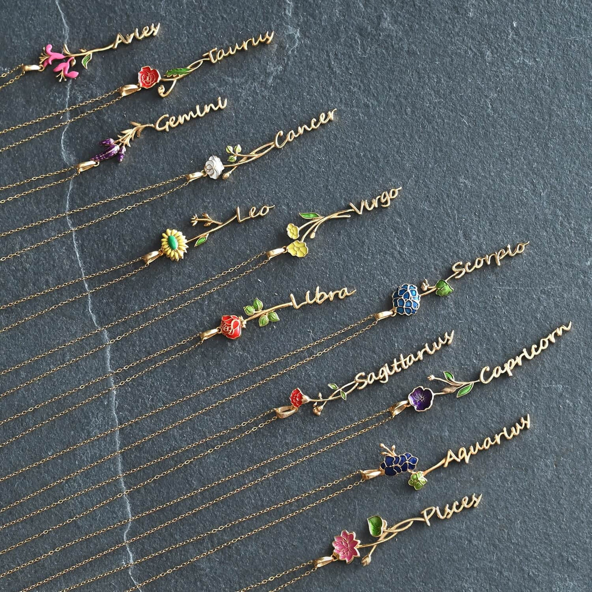 for Women Women Aries Honeysuckle Necklace Enameled 16-18" Pendant Gifts Jewelry Shop 925 Yellow Gold LC 14K Zodiac Birth for Green Women Size Sterling Gifts for Pink Plated Birthday Silver