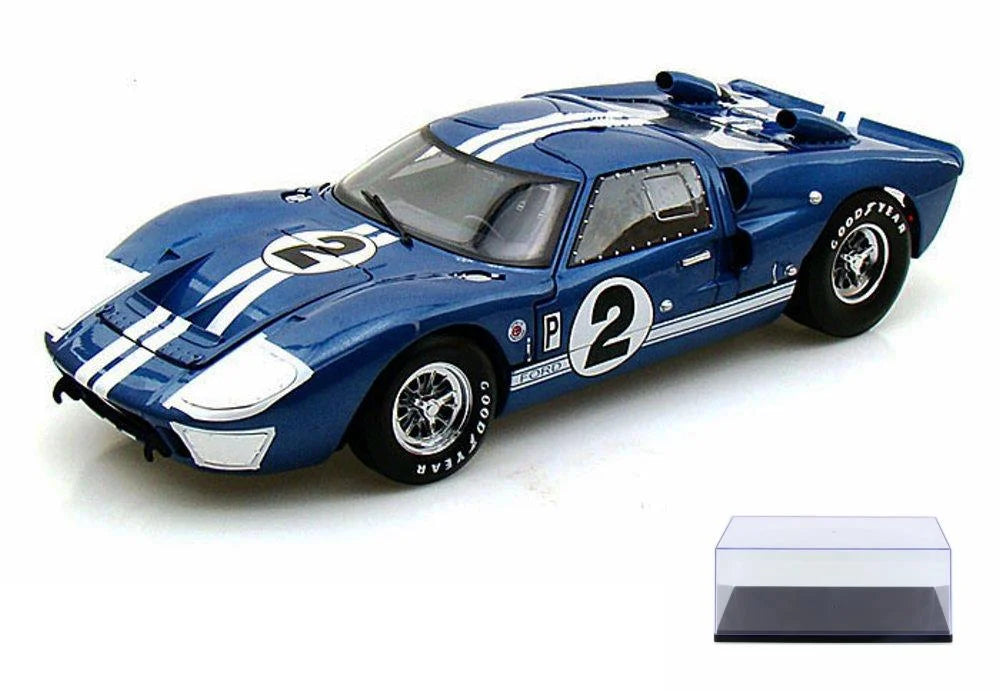 Case & Package Model Shelby Diecast Blue w/Display Toy Diecast w/ - II Ford 1/18 Car Car #2, - Scale SC401 MK GT-40 Case Stripes Display - 1966 White