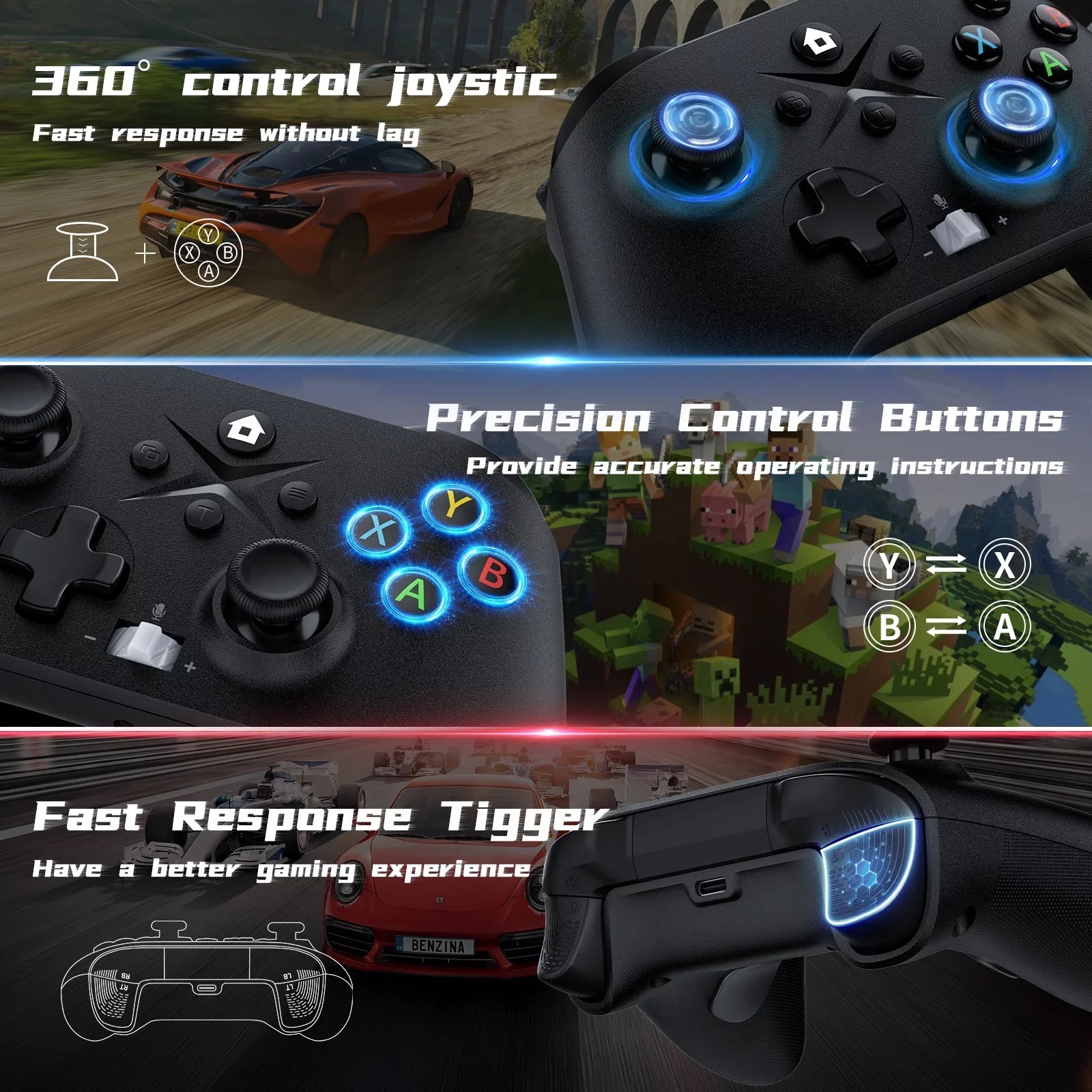 Bonacell Xbox Connection/3.5mm One Controller Update for Consoles, Video Xbox Series Xbox X/S Vibration/Stable Dual Xbox with Controller one, Wireless, Headphone to S/X, XBOX)Game (Watch Jack