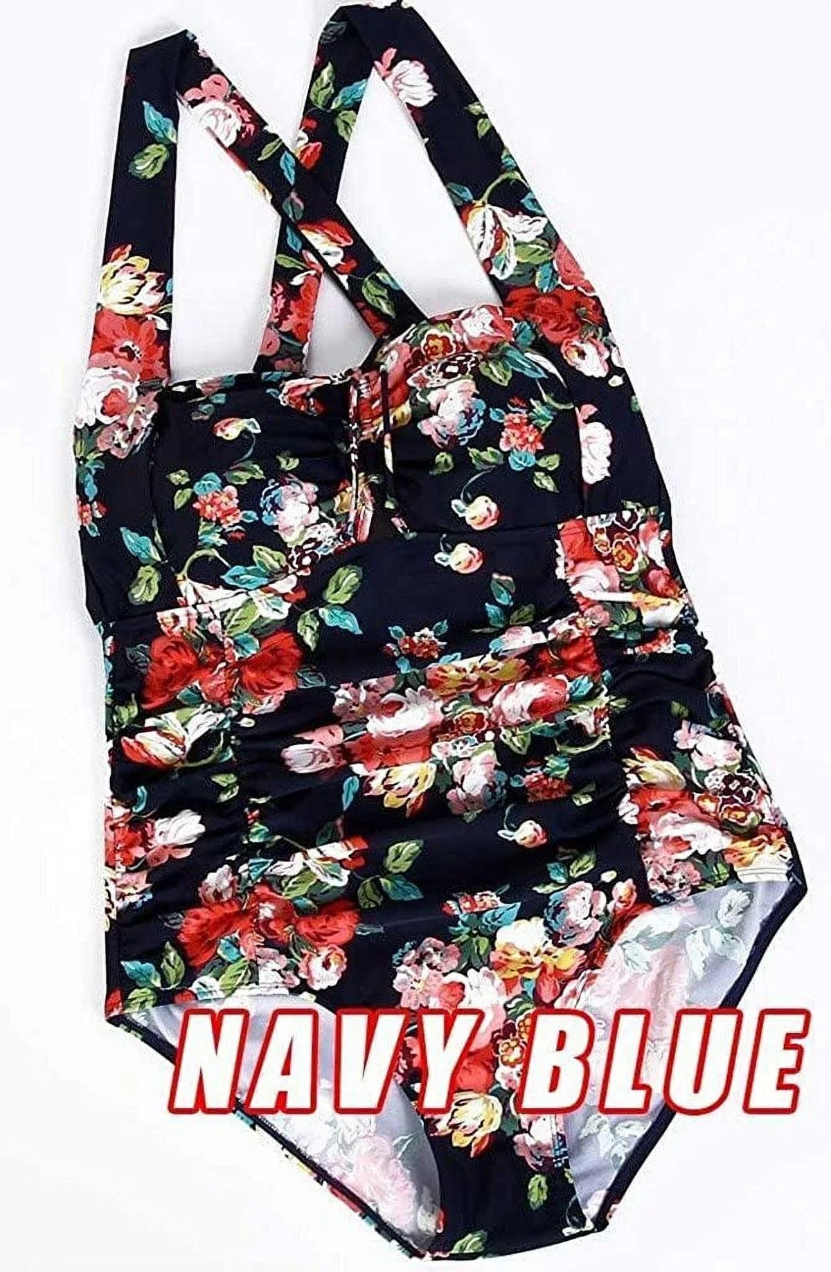 Piece Swimwear Halter Size Women's Tummy QZUnique Ruched Monokini Swimsuit Plus Vintage One Control Suit Bathing