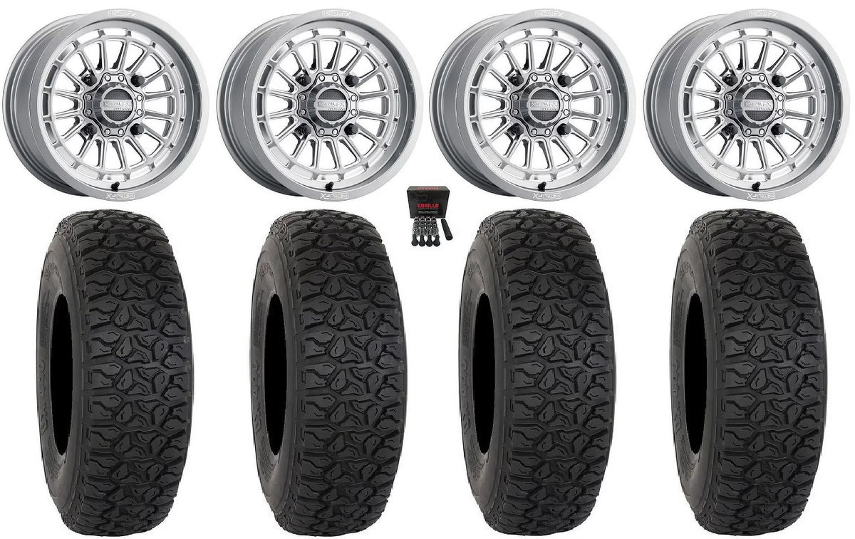Can-Am Wheels Talon Cut Delta Tires Maverick MetalFX 33" / Pioneer Gm 15" / DX440 Honda Contrast 1000 X3