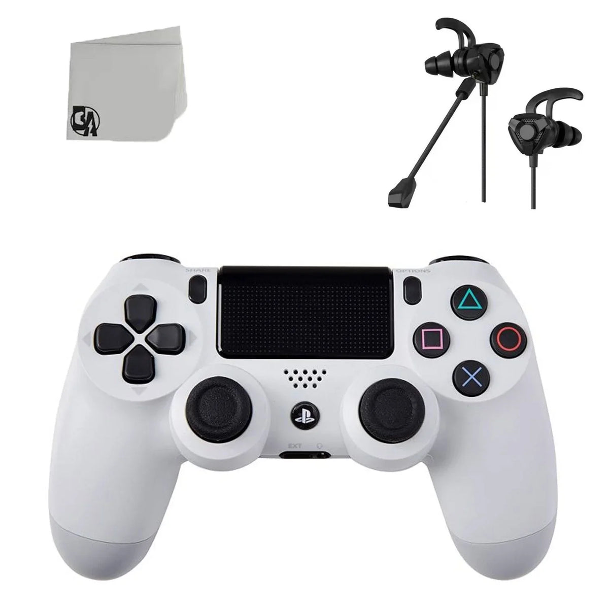 Like PlayStation New Earbuds AXTION White Bundle - - BOLT Wireless Controller DualShock With 4 Blue
