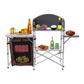 Portable Table Cabinet Miumaeov Camping Picnic Folding BBQ Storage Kitchen Rack Table