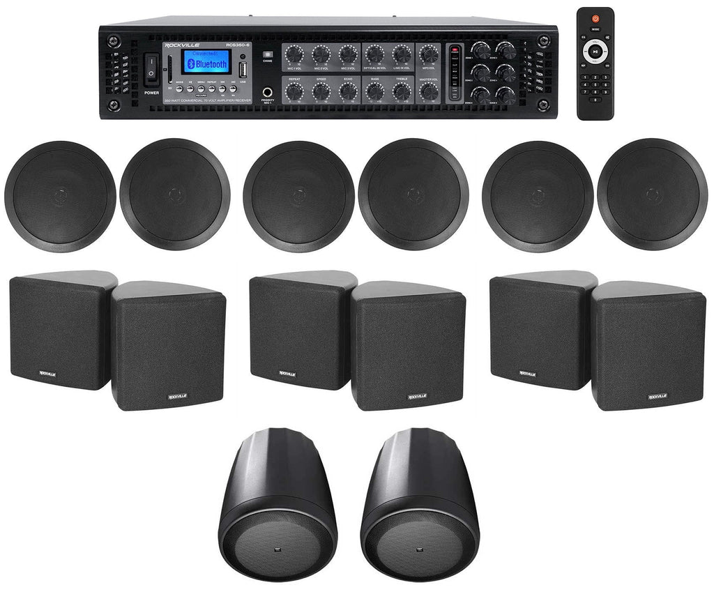 Speakers Home Cube+(2) Black Receiver+(6) 6-Zone 3.5" Pendant+Ceiling Audio JBL