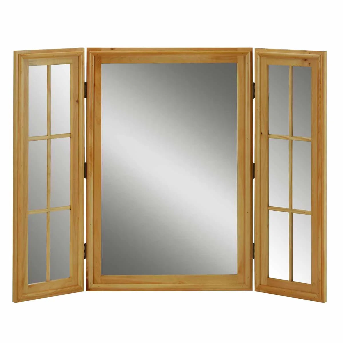 Triple Country Mirror Vanity Windowpane Pine Vintage Renovator's Supply |