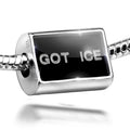 Charm Silver Sterling Ice on Clear Ice Cubes Neonblond Got Black Bead 925