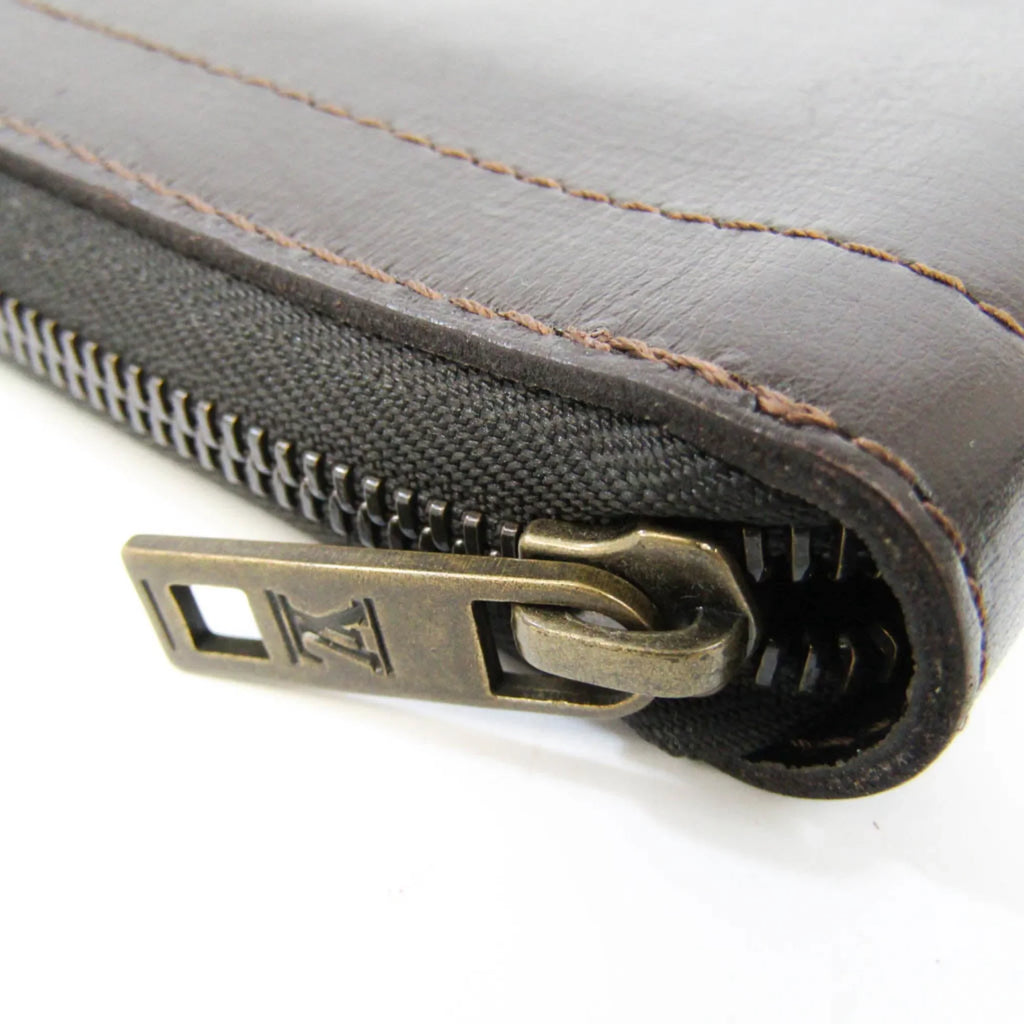 Wallet Men's Organizer Zippy M97025 (bi-fold) Utah Leather (Good) Long Vuitton Louis Pre-Owned Coffee Utah